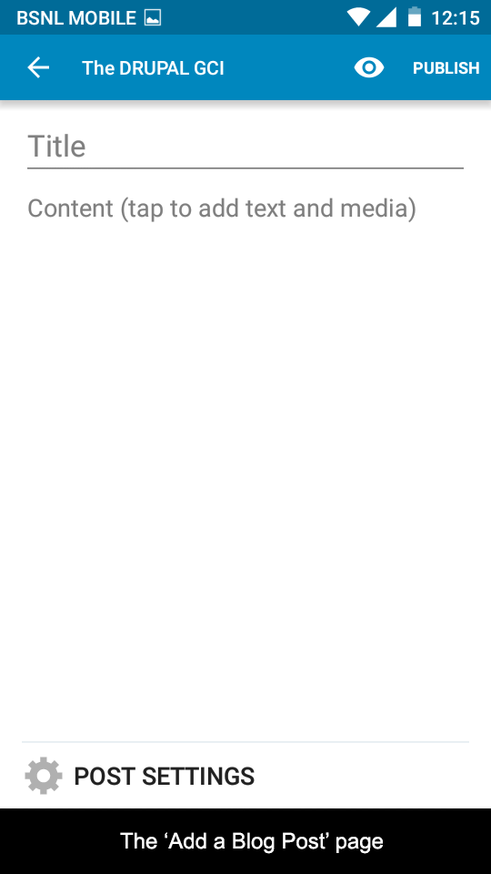 The 'Add a blog post' Page